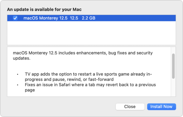 macOS 12.5 Monterey toelichting