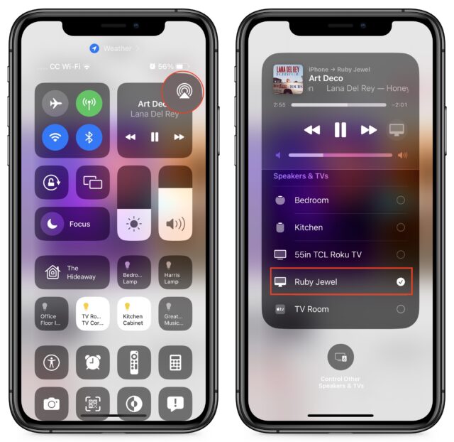 AirPlay in iOS Control Center