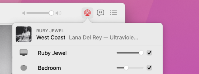 AirPlay in the Mac Music app