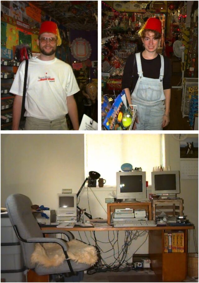 QuickTake 150-foto's van Adam Engst, Tonya Engst en Adams kantoor, omstreeks 1995