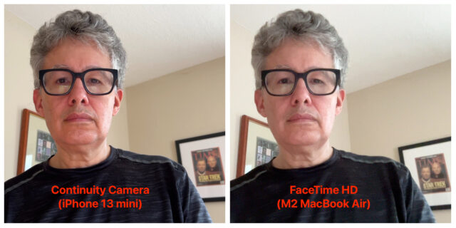 iPhone 13 mini camera vs. M2 MacBook Air webcam