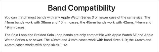 Apple Watch band compatibility note 1