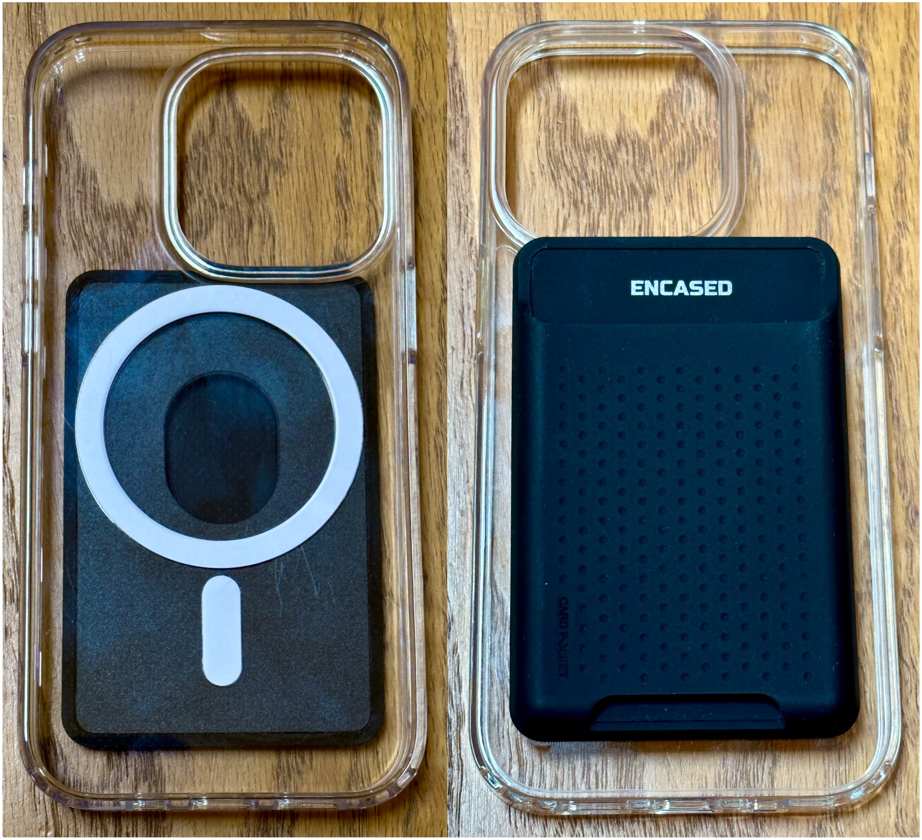 Encased iPhone 14 Pro Clearback hoes met TPU Wallet