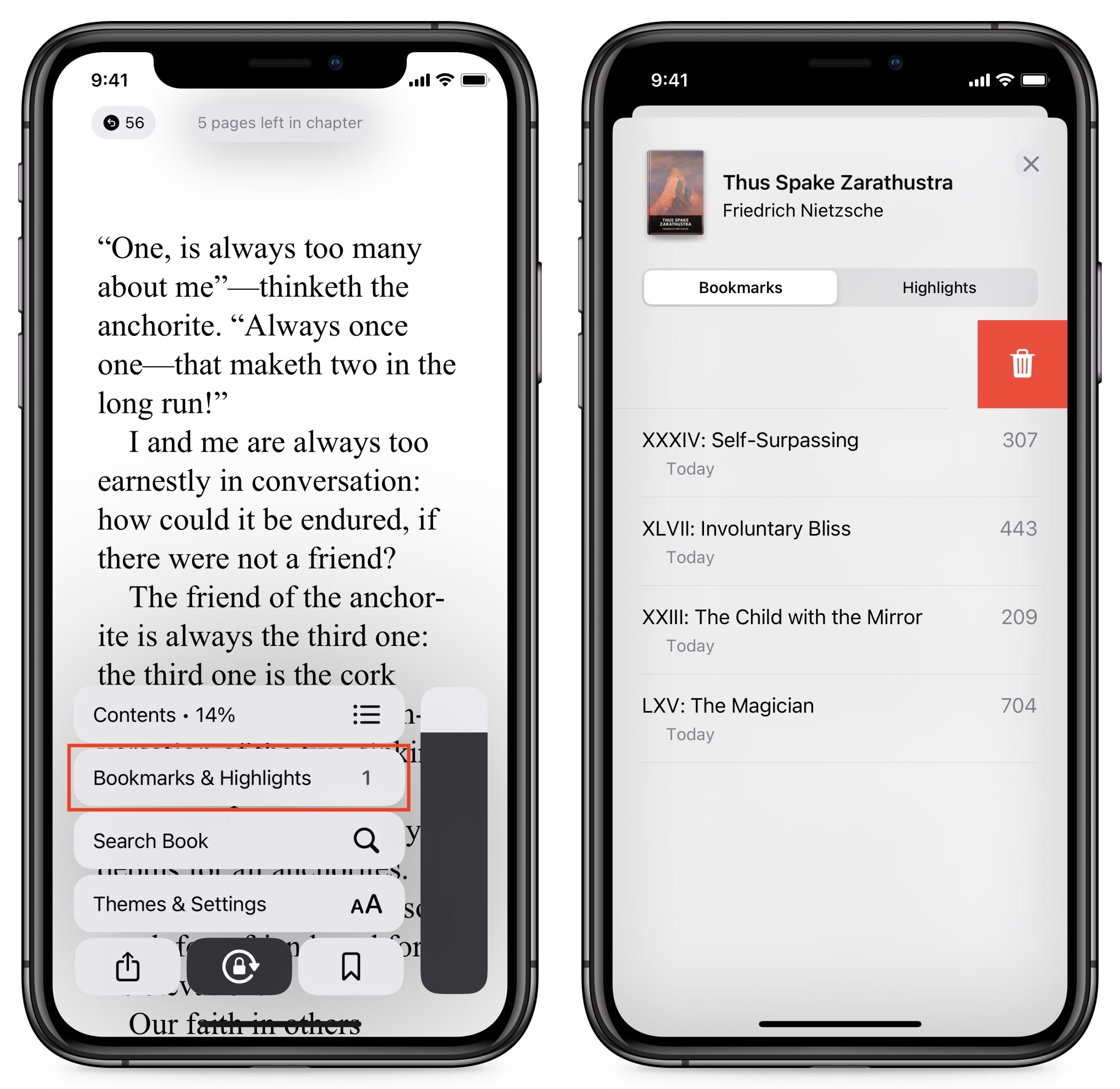 Bookmarks in iOS 16 books