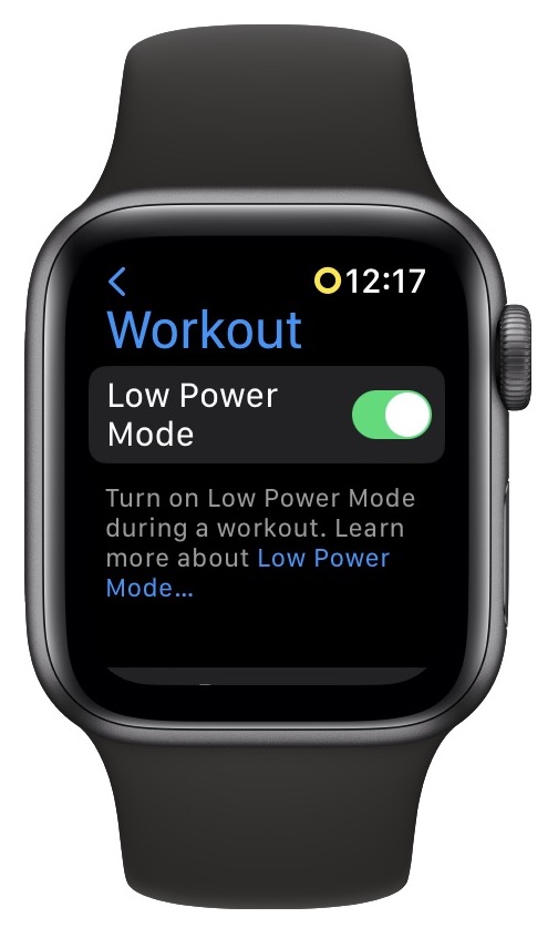 watchOS 9's Low Power Mode in Workout