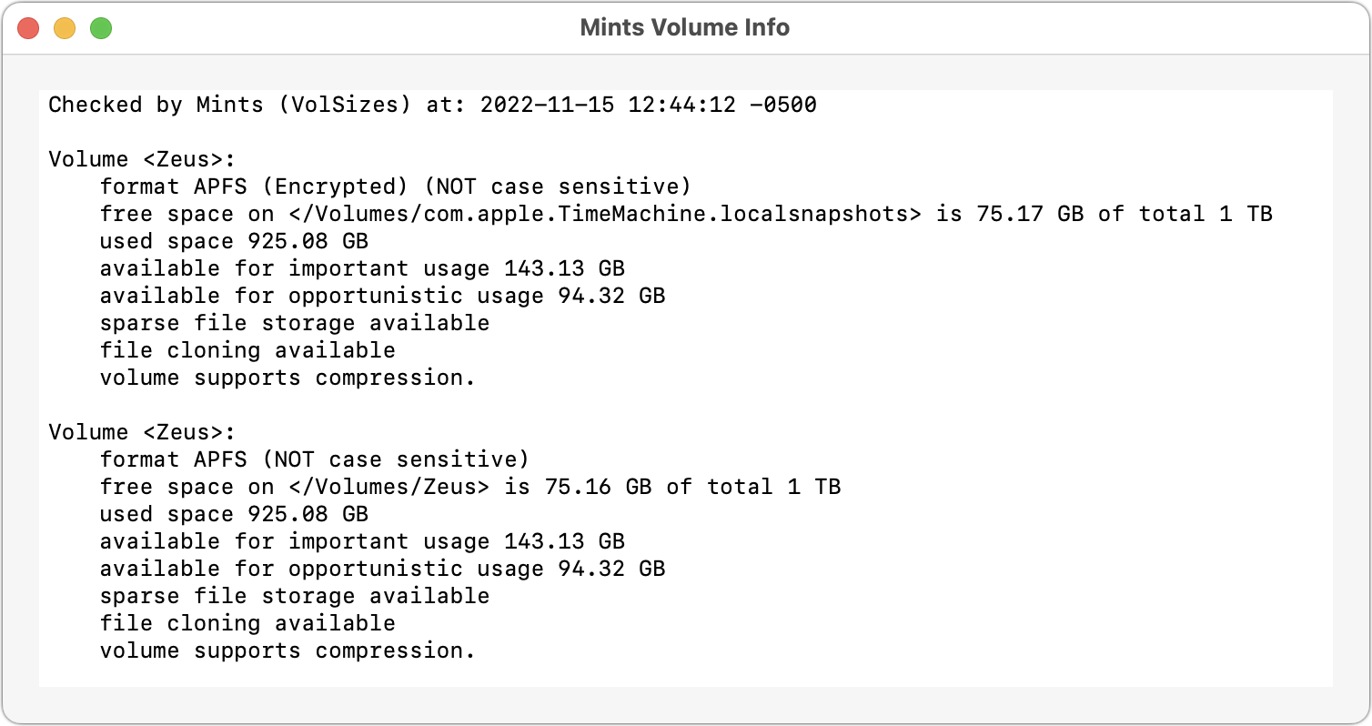 Finding free space on a drive using Mints