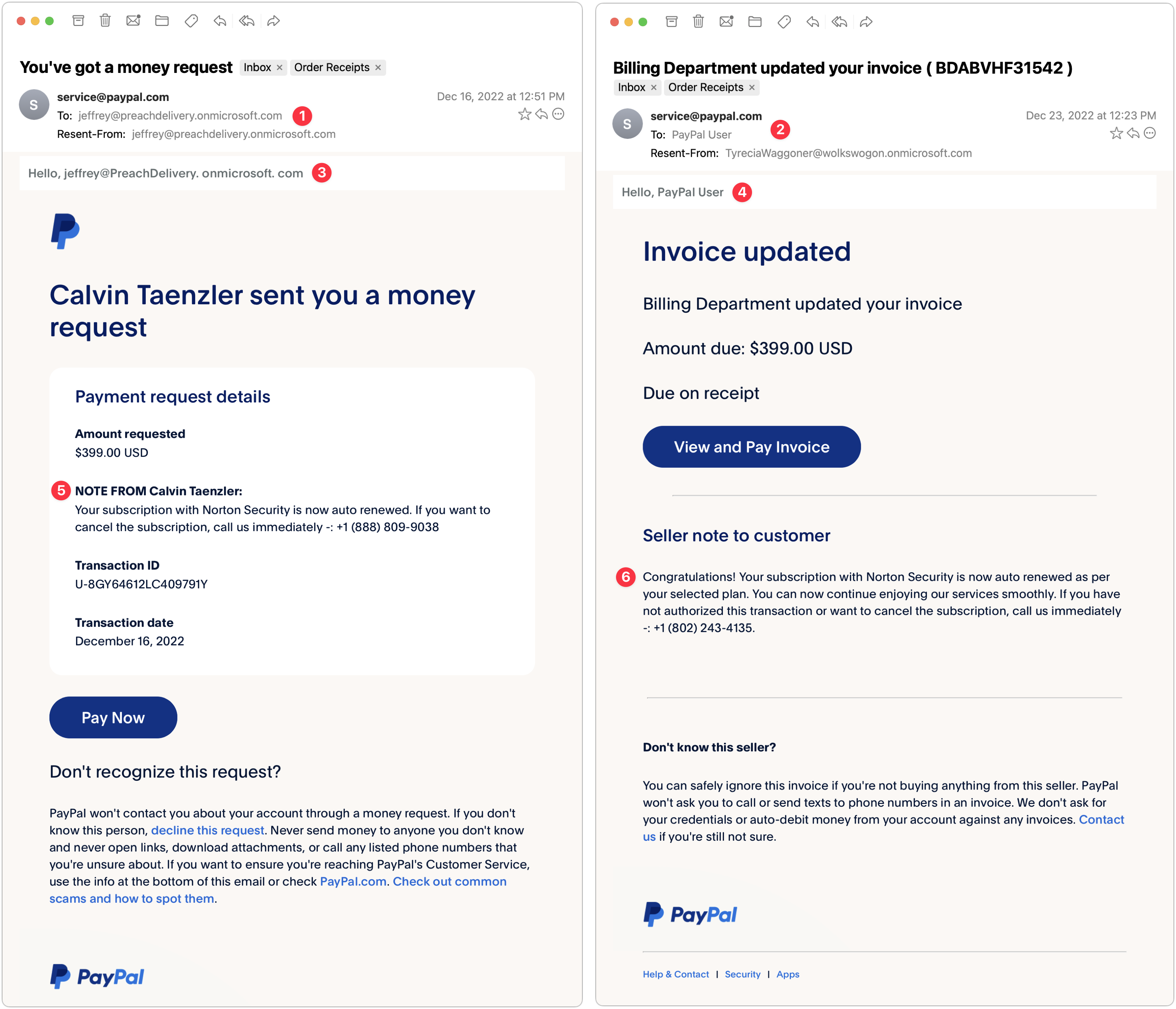 Phishing-e-mail van PayPal