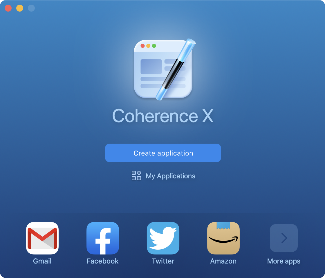 Startscherm van Coherence X