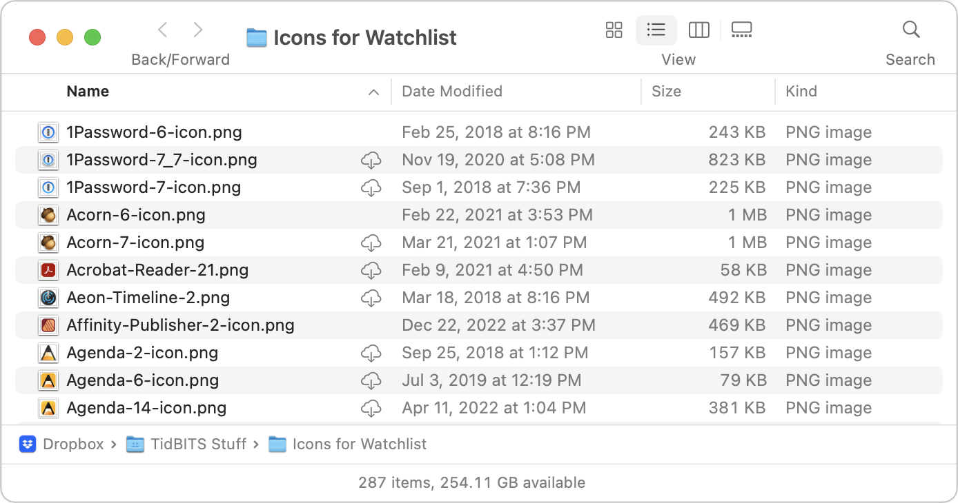 Showing cloud icons
