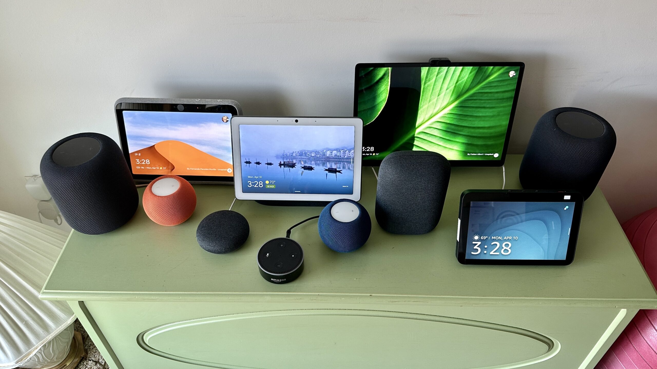 Julio's collection of smart speakers