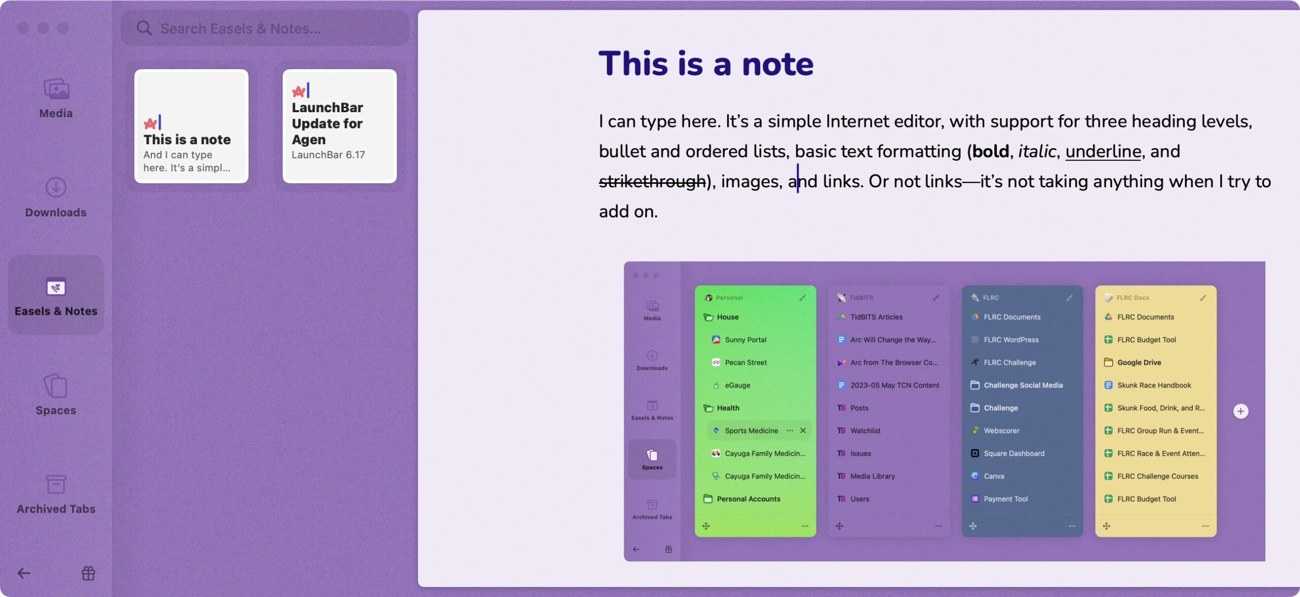 Notes-interface van Arc