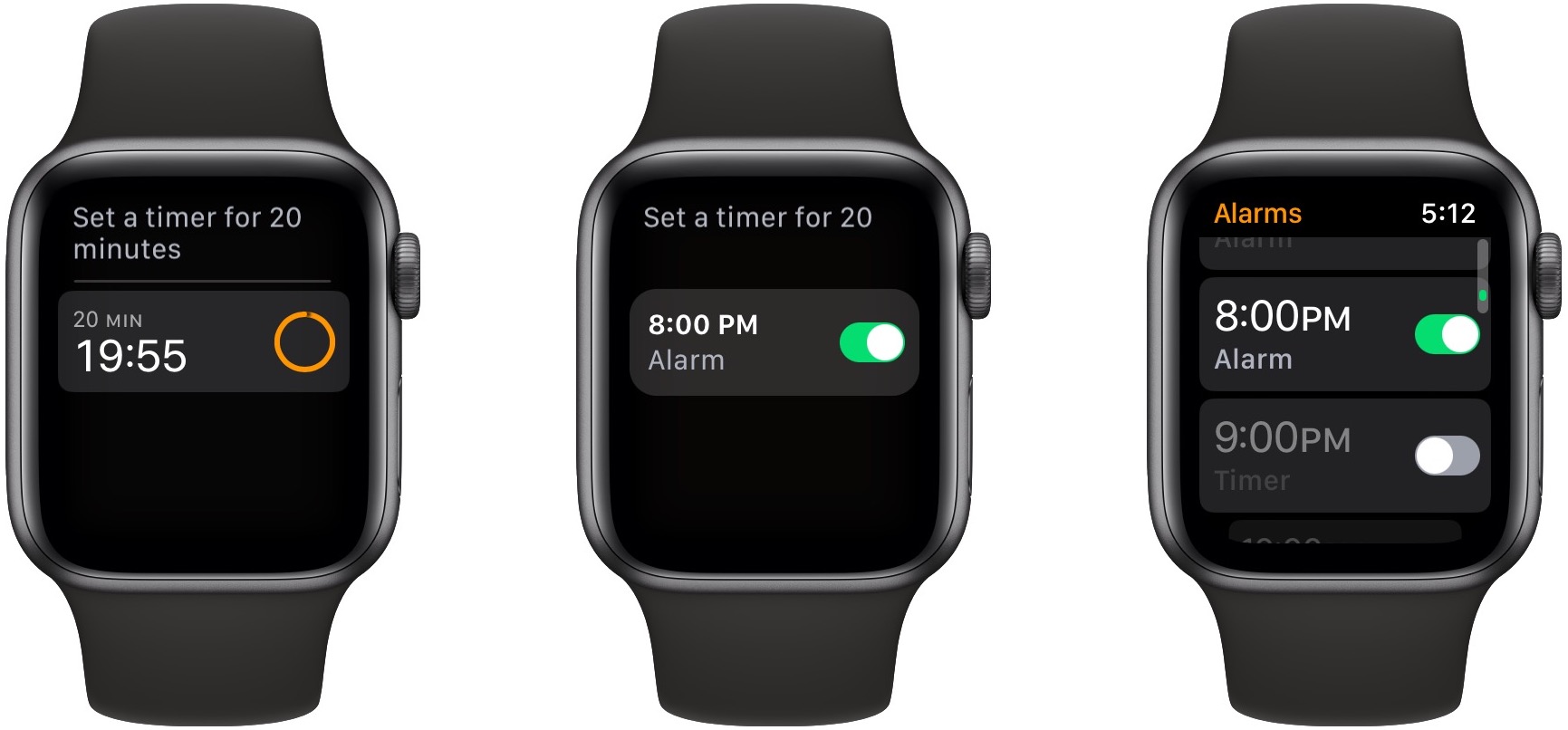 Apple Watch timer and alarms