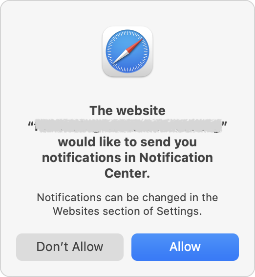 Notification request in Safari