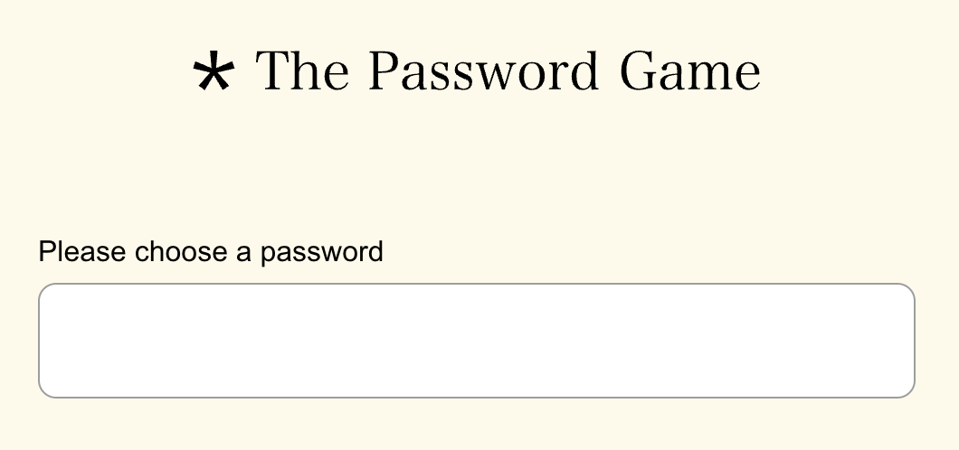 Start van het Password Game