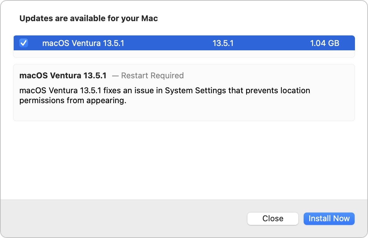 De toelichting van macOS 13.5.1