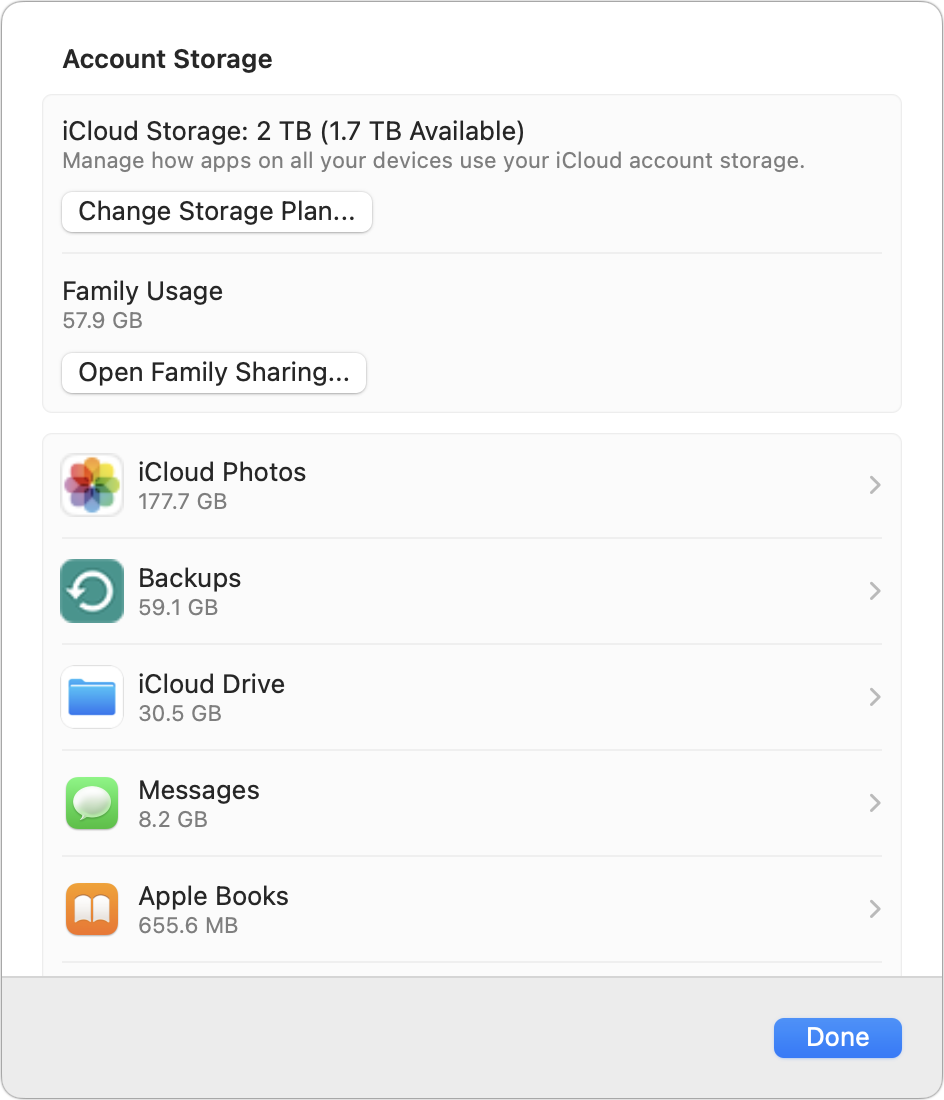 Adam's iCloud storage