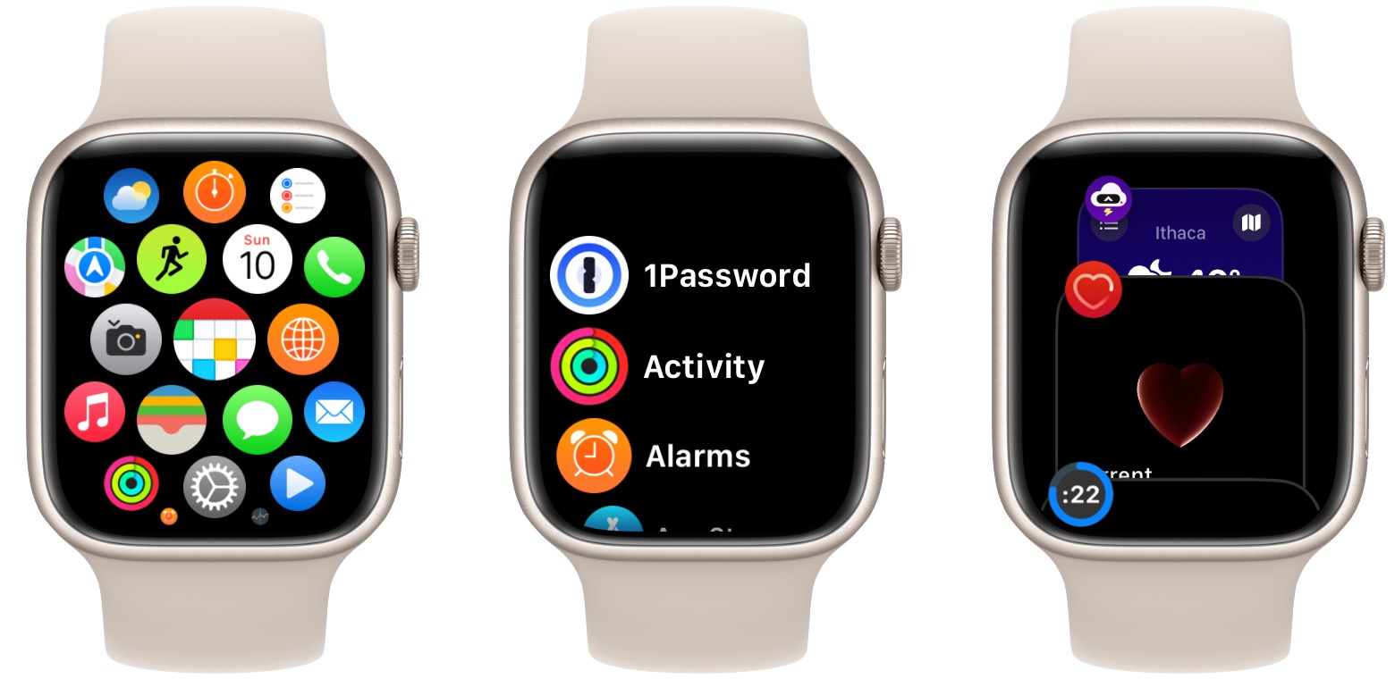 watchOS 10 Home Screen and App Switcher