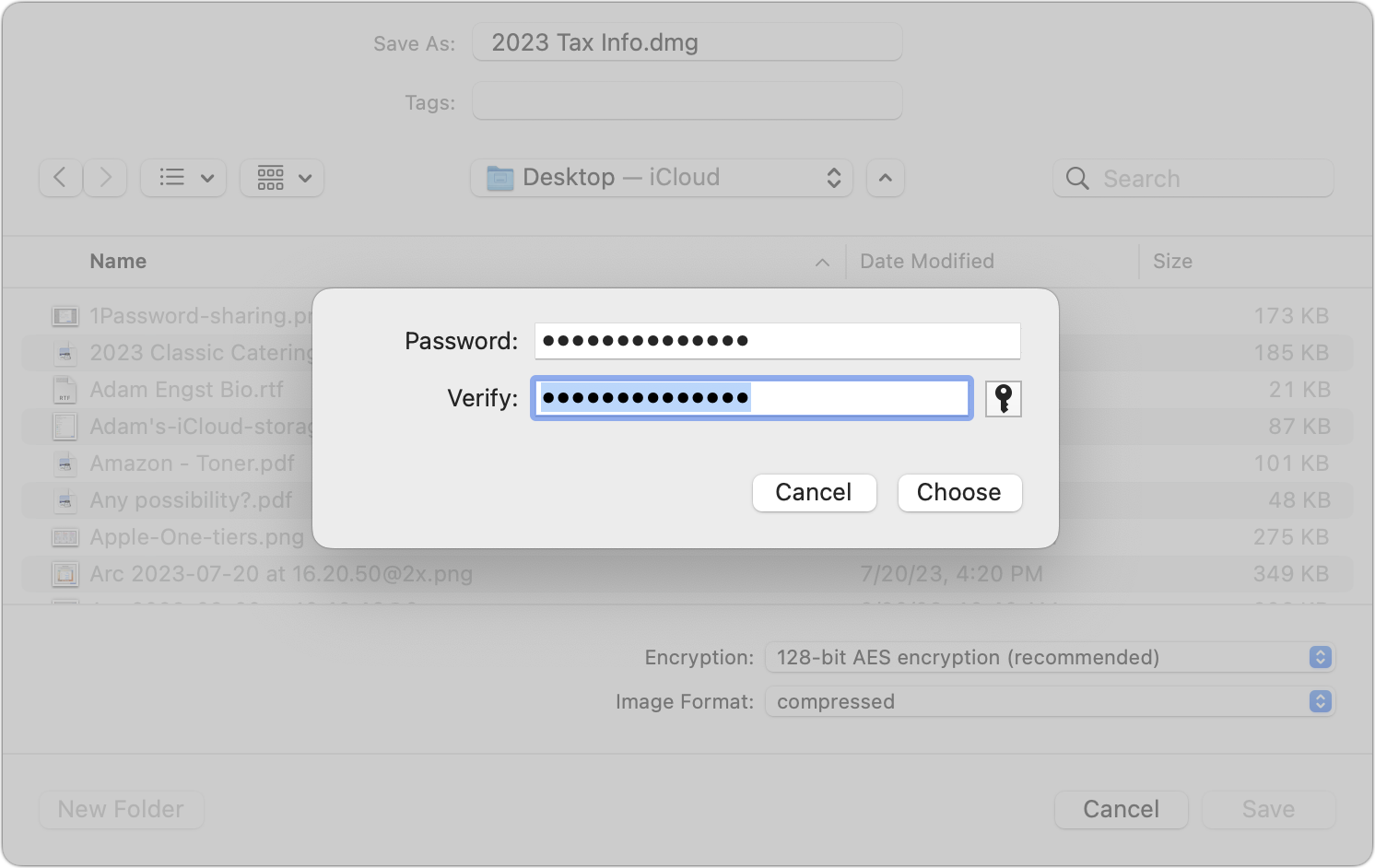 Making an encrypted disk image