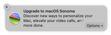 Upgrade to macOS Sonoma notification