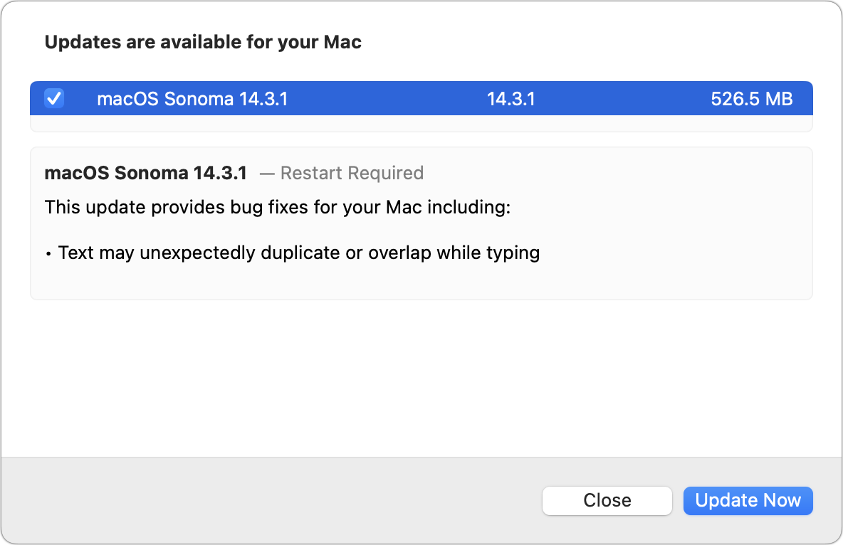 macOS 14.3.1 update