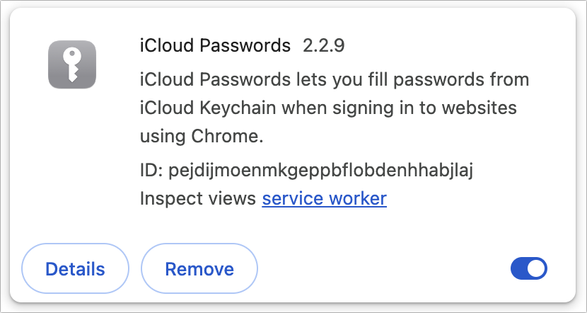 iCloud Passwords Chrome extension Details