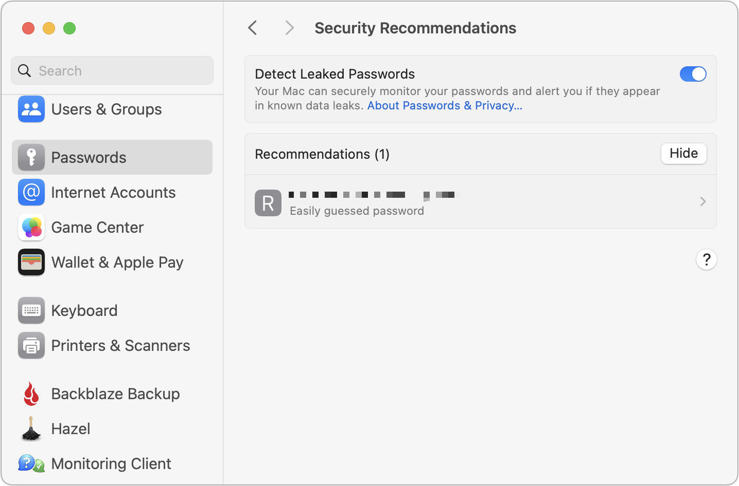 iCloud Passwords Security Recommendations